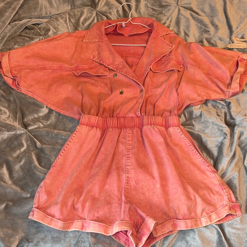 Pink utility romper